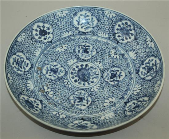 A Chinese blue and white dish, Hongzhi period (1488-1505) of Lena Shoal Shipwreck type, 32cm